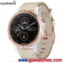 已完售,GARMIN fenix 5s Plus,玫瑰金錶圈搭米色皮革錶帶(公司貨,保固1年):::多功能運動GPS手錶,搭載地圖,訓練指標,音樂