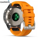 已完售,GARMIN fenix 5 Plus,鈦錶圈搭光耀橘錶帶(公司貨,保固1年):::多功能運動GPS手錶,搭載地圖,訓練指標,音樂