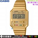 【金響鐘錶】預購,CASIO A100WEG-9ADF(公司貨,保固1年):::經典電子錶,復古造型設計,1/100碼錶,鬧鈴,A-100WEG