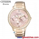 已完售,CITIZEN FD2033-52W(公司貨,保固2年):::Eco-Drive光動能時尚女錶,5顆水晶,星期,日期,24小時指針,刷卡或3期零利率,FD203352W