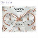 客訂商品,CASIO SHE-3058D-7AUDR(公司貨,保固1年):::Sheen,時尚女錶,日期,星期,24小時指針,刷卡不加價或3期零利率,SHE3058D