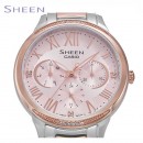 客訂商品,CASIO SHE-3058SPG-4AUDR(公司貨,保固1年):::Sheen,時尚女錶,日期,星期,24小時指針,刷卡不加價或3期零利率,SHE3058SPG